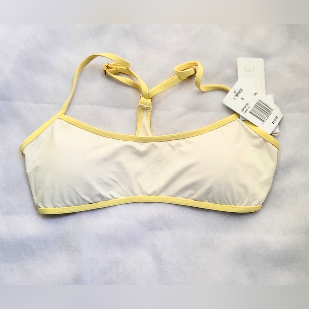 NWT! L*Space Women's Summer Resort Club Beach White/Yellow Bikini Top Small